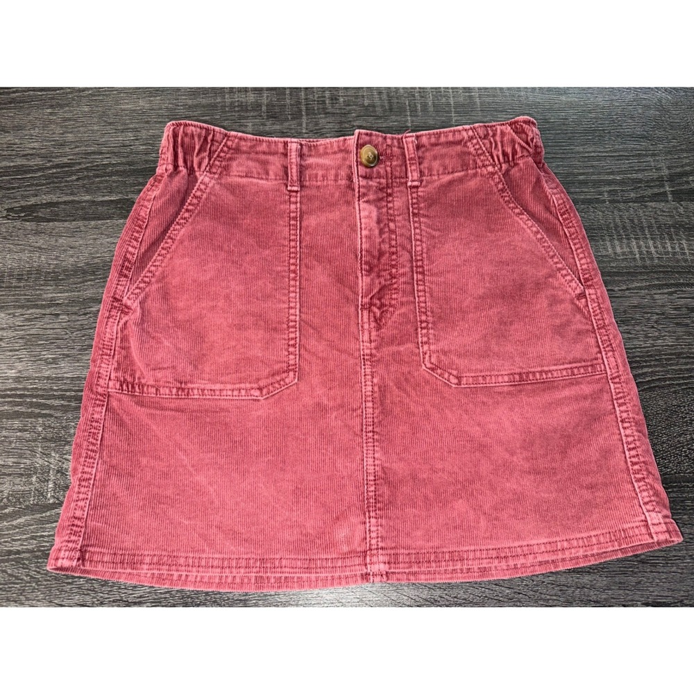 American Eagle Corduroy Mini Skirt Super Stretch A-Line Skater 90s Style Size 2 - Picture 2 of 8